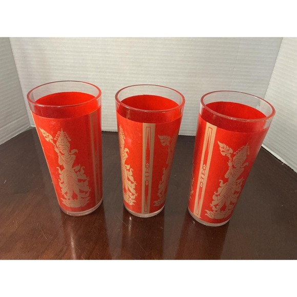 vintage 1960s Culver highball glasses in the "Thai Goddess"or "Mandalay" pattern - Picture 6 of 10